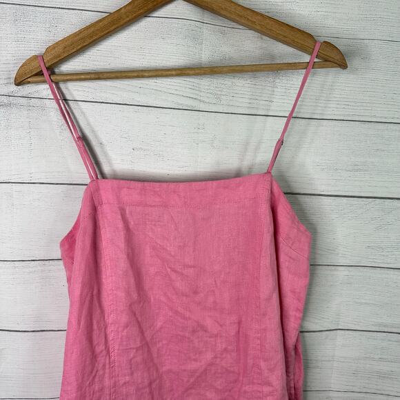 Madewell Womens size 6 Goldie Mini Dress in 100% Linen Retro Rose Square Neck - Picture 5 of 12